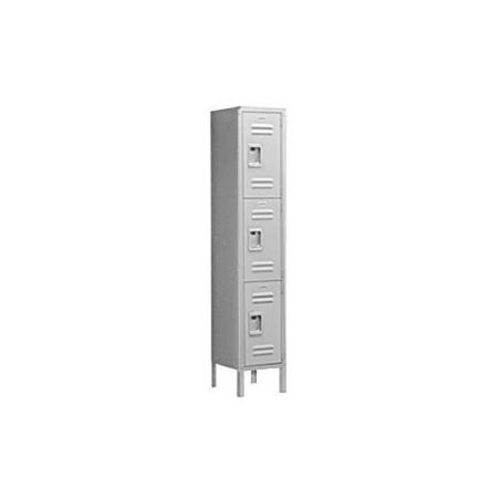 SALSBURY INDUSTRIES Salsbury Industries 63158GY-A 12 in. W x 66 in. H x 18 in. D Standard Metal Locker-Triple Tier-1 Wide-Gray-Assembled 63158GY-A